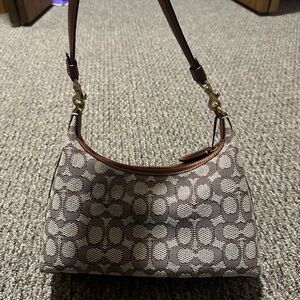 Coach Brown Shoulder Bag with Signature Pattern